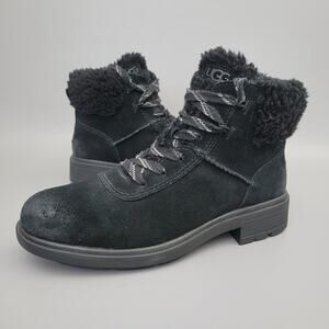 UGG Harrison Cozy Lace Boot Black Winter Women's Size 8